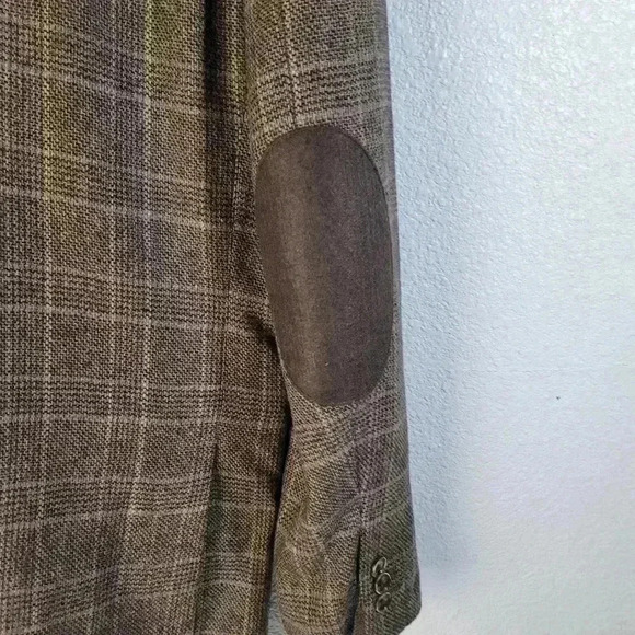 NWT Joe Joseph Abboud Sz L Wool Blend Brown 2 Button Blazer Elbow Patches - Picture 7 of 9
